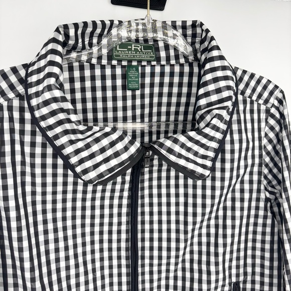 Lauren Ralph Lauren Active Checkered Drawstring Zip Up Jacket Size Large - Picture 2 of 9